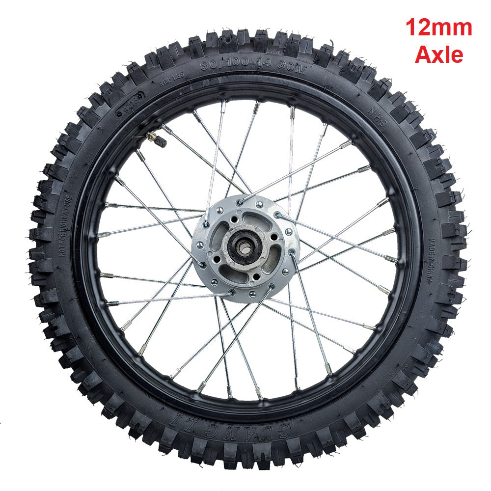 14" Front Rim Wheel Tire For Apollo SSR 125CC CRF Dirt Bike - (12mm ID, 32 Spokes)