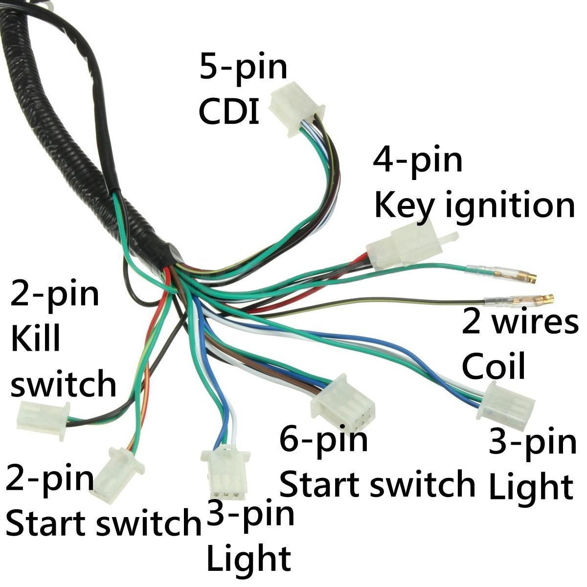 Wiring Harness 110cc ATV Automatic Engine 52FM (Hawk)