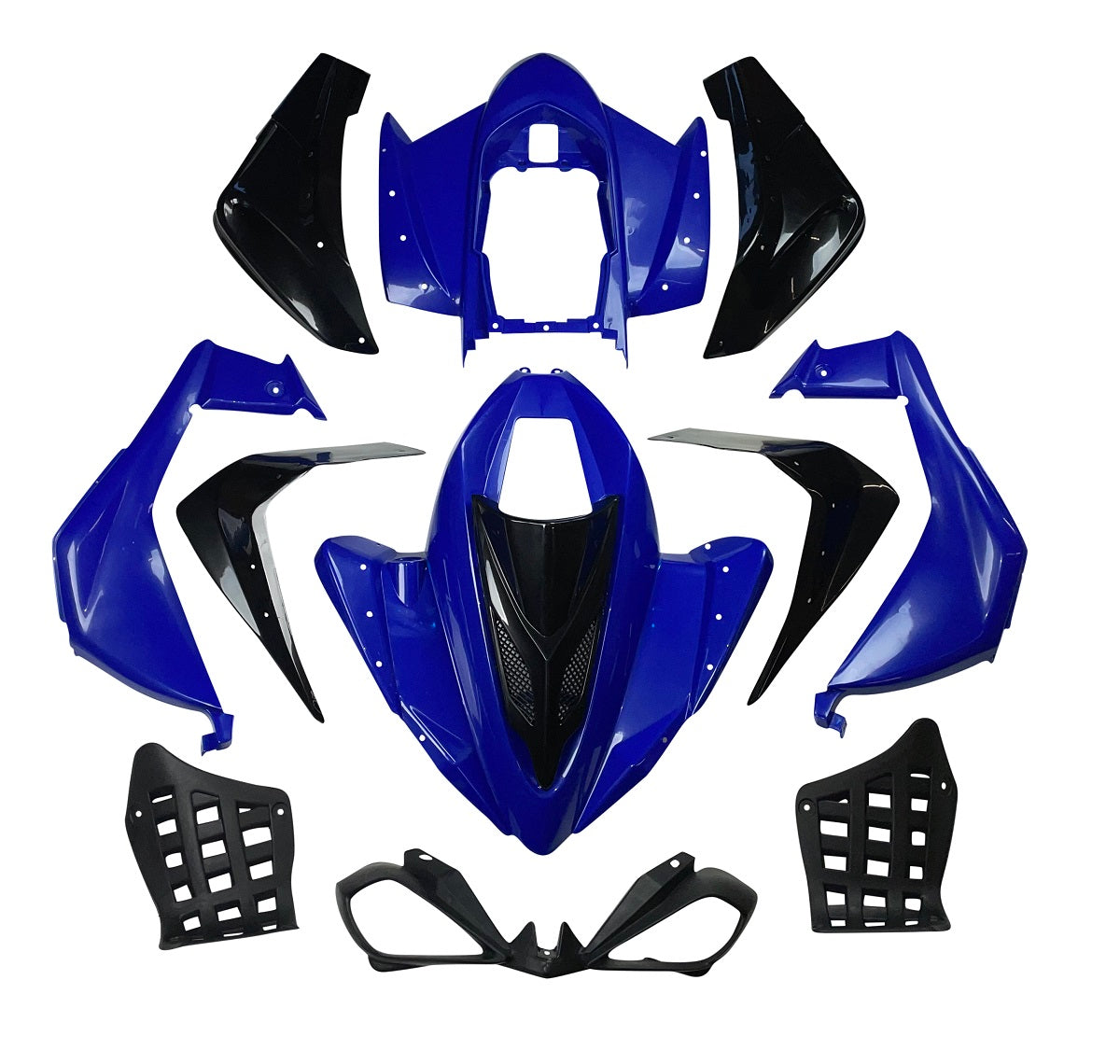 RedCap ATV Complete Plastic Body Fender Assembly Front Rear Kit Suitable for Taotao ATA150G, Cougar 200 SPORT (169cc), Coolster 3150 CXC, 3175S 125cc, IceBear R12 Chinese ATV - (BLUE & BLACK)