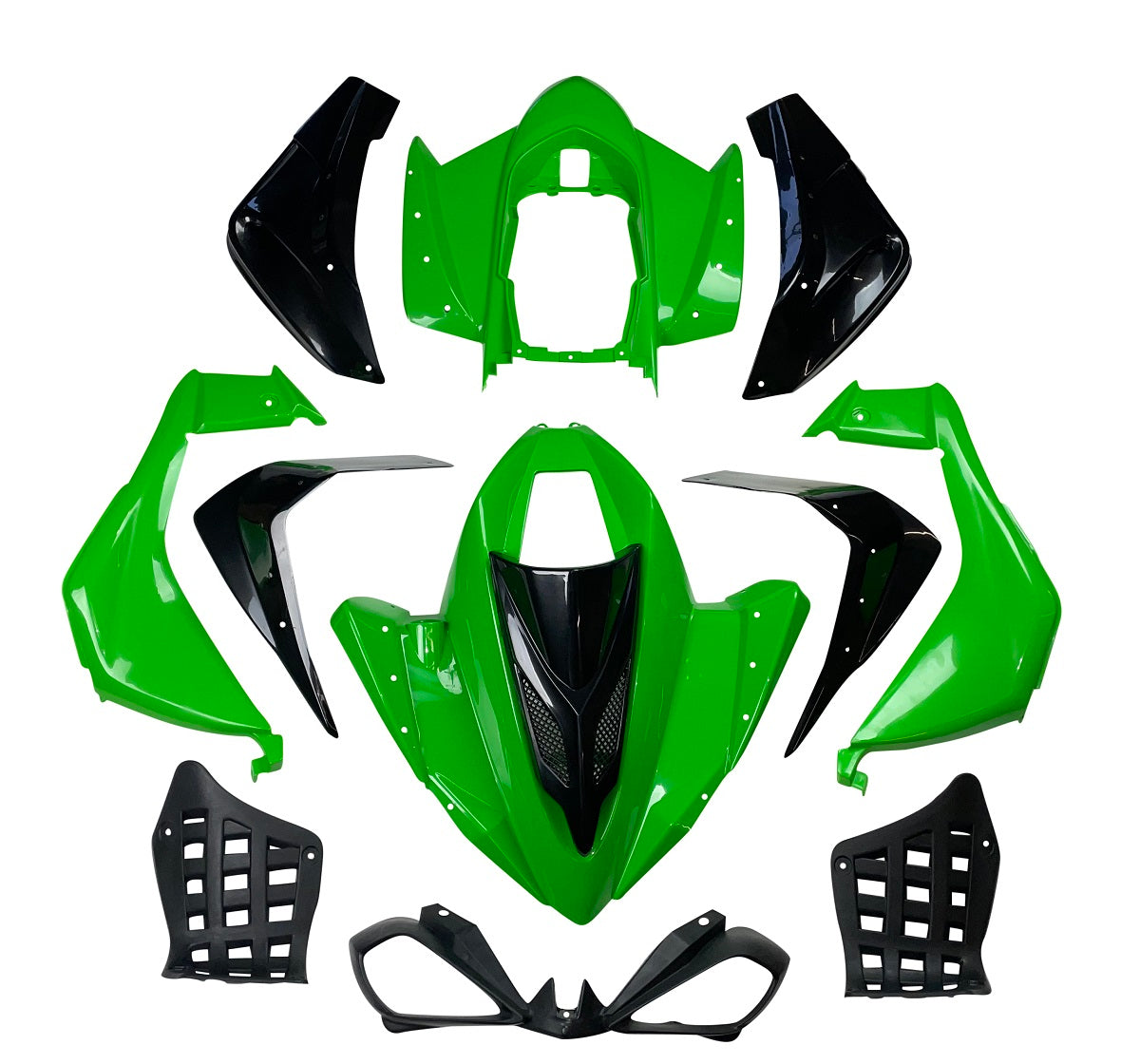 RedCap ATV Complete Plastic Body Fender Assembly Front Rear Kit Compatible for Taotao ATA150G, Cougar 200 SPORT (169cc), Coolster 3150 CXC, 3175S 125cc, IceBear R12 Chinese ATV - (GREEN & BLACK)