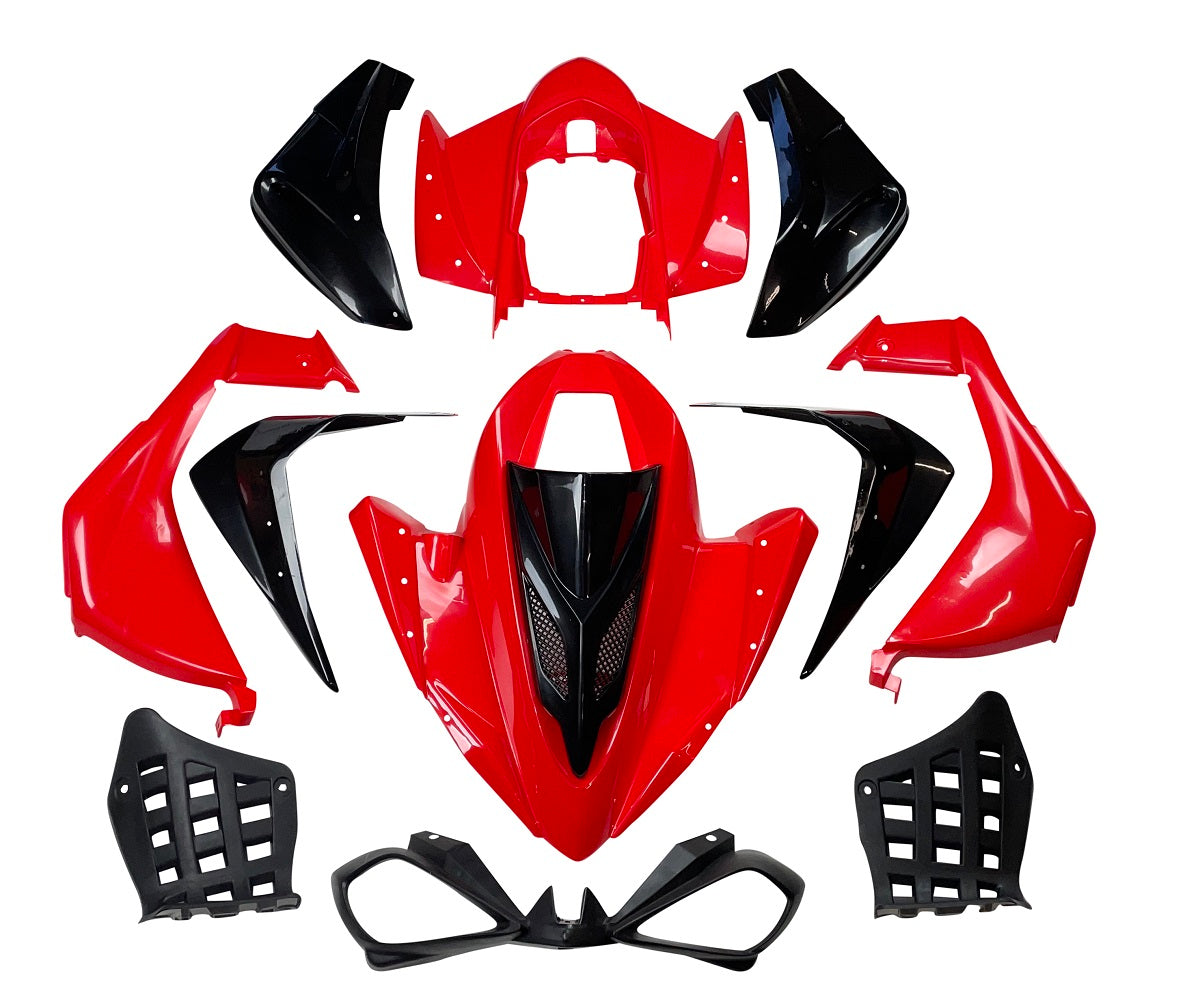 RedCap ATV Complete Plastic Body Fender Assembly Front Rear Kit Compatible for Taotao ATA150G, Cougar 200 SPORT (169cc), Coolster 3150 CXC, 3175S 125cc, IceBear R12 Chinese ATV - (RED & BLACK)