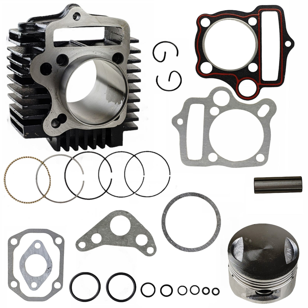 54mm Bore Cylinder Rebuild Kit with Piston Rings Gaskets Pin Compatible with 125cc 4-Stroke Chinese Engines