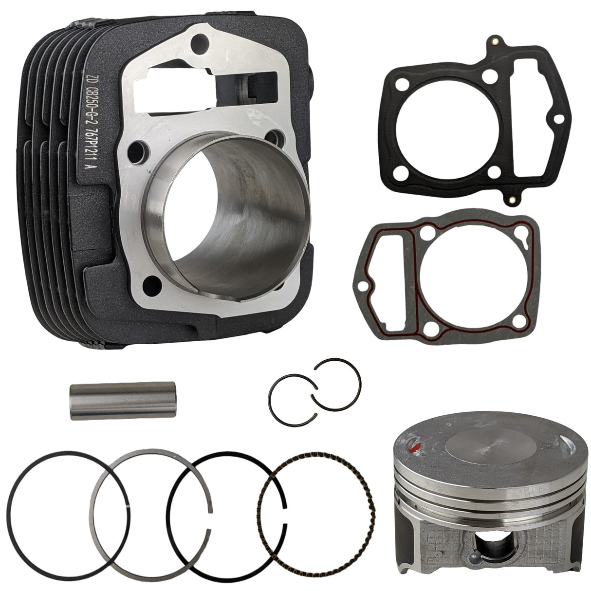 Cylinder, Piston, Rings, Wrist Pin, Clips, Gaskets Kit for Jonway GTX 250 EFI - Manual 6 Speed Motorcycle