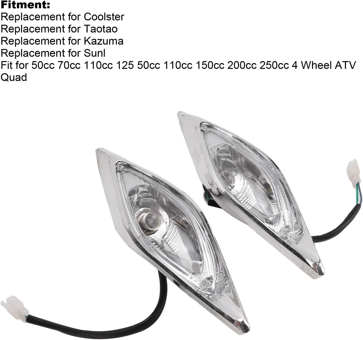 RedCap ATV Headlights 32 Included Bulbs - Set of 2 | Fits 110-250CC Chinese ATVs, Compatible with Honda, Yamaha, Kawasaki, Suzuki | Bolt Hole Spacing 127mm | Taotao Kazuma Sunl 4 Wheeler Parts