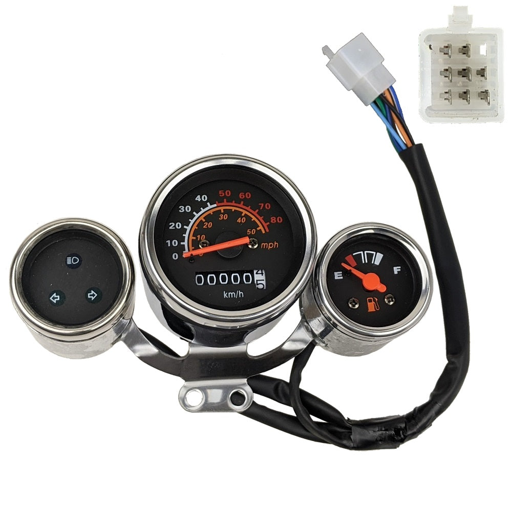 Speedometer Gauge Instrument Cluster Assy Gas 80 mph Scooter Retro Style