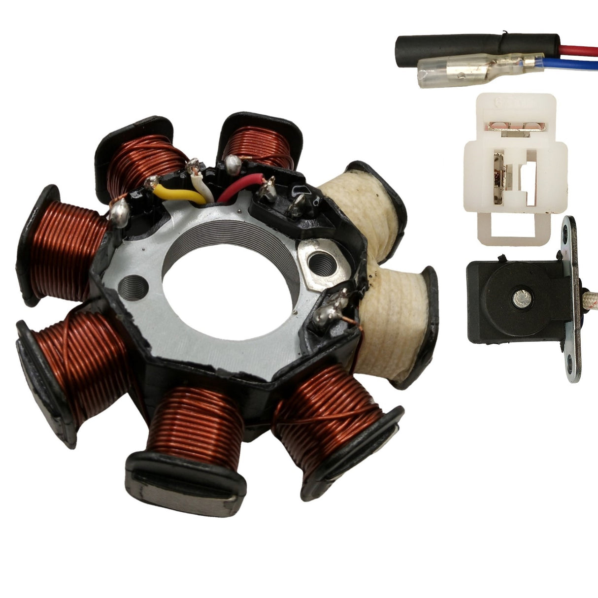 Stator Magneto - 8-Coil 4-Wire - GY6 50cc Scooter - Version GY6-50