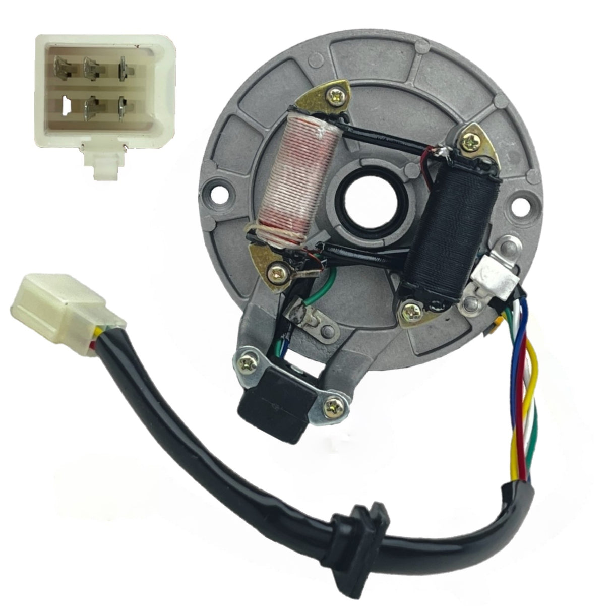 Stator Ignition Magneto Plate 2 Coil 5 Wires Plug for 4 stroke DB 007 DB X5 X7 X18 JH70 50cc-125cc Apollo Dirt Pit Bike
