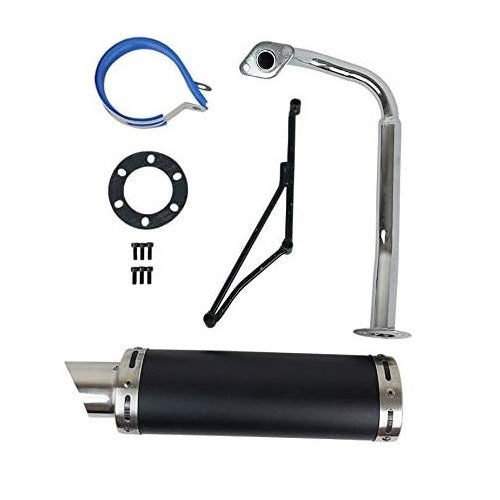 FixRightPro High Performance Exhaust System Muffler for GY6 50cc Scooter Moped TaoTao Jonway Kymco 139QMB Black (Kit)