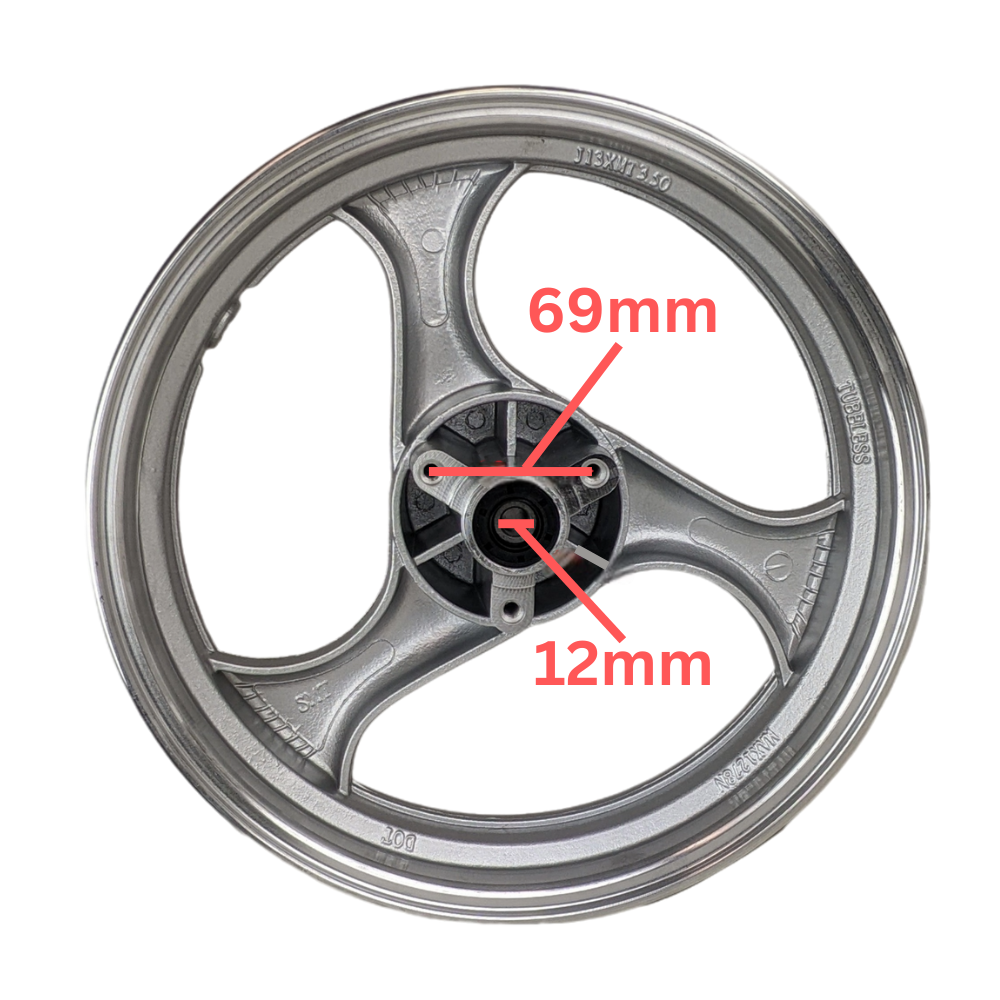 Front Wheel Rim - Tire Rim 13 Inch Mt3.50x13 for Gy6 Scooters - Sleek Black Aluminum Rims 5 Spoke Design for Improved Performance and Style