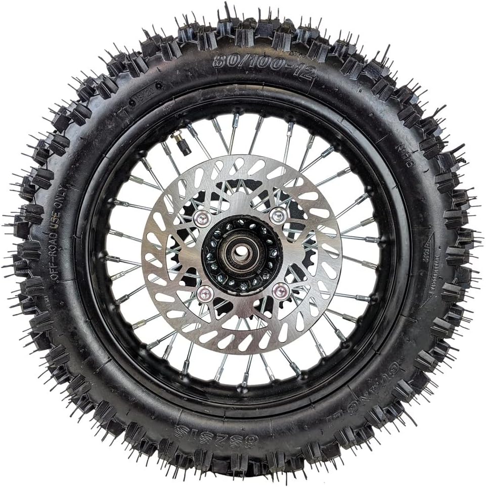 12" Rear Rim Wheel Disk Brake 80/100-12 Tire Tube Apollo SSR 50cc 125cc XR CRF Dirt Pit Bike Tao Kayo TSD 110 TD 125 15mm Axle With Brake Rotor and 428 41T Sprocket (12 inch) (Kit)