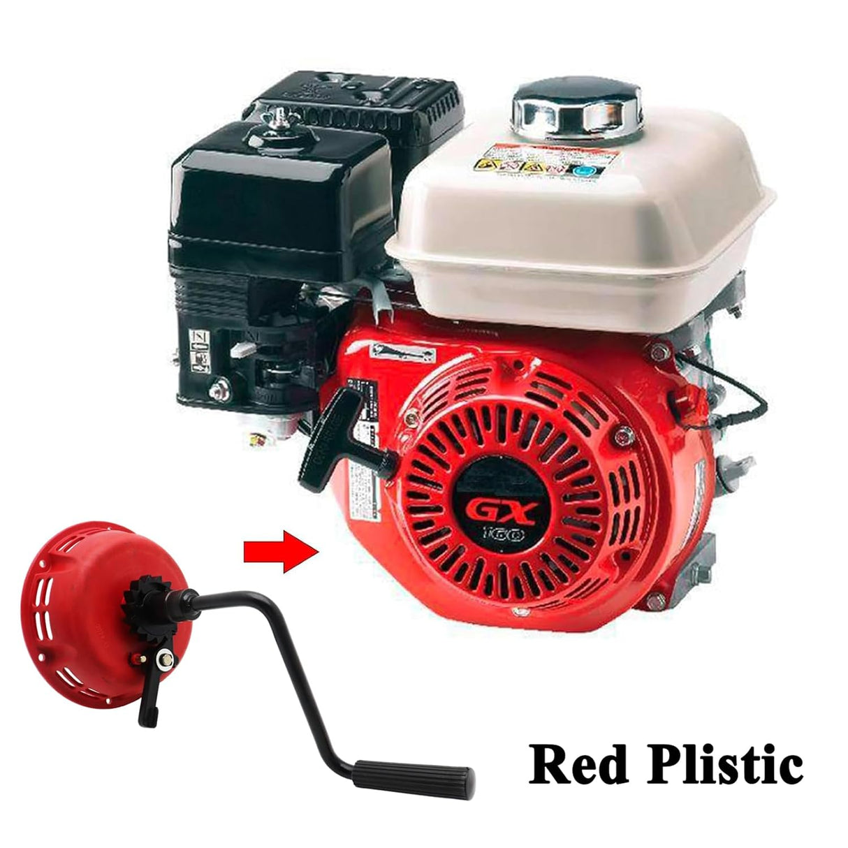 Electric Start Recoil Pull Starter Assembly for Predator 212cc Engine Compatible with Coleman CT200U CT200U-EX BT200X TrailMaster(Red)
