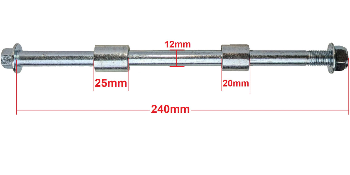 12mm X 210mm Rear Wheel Axle & Bushing Spacers Set for XR50 CRF50 CRF70