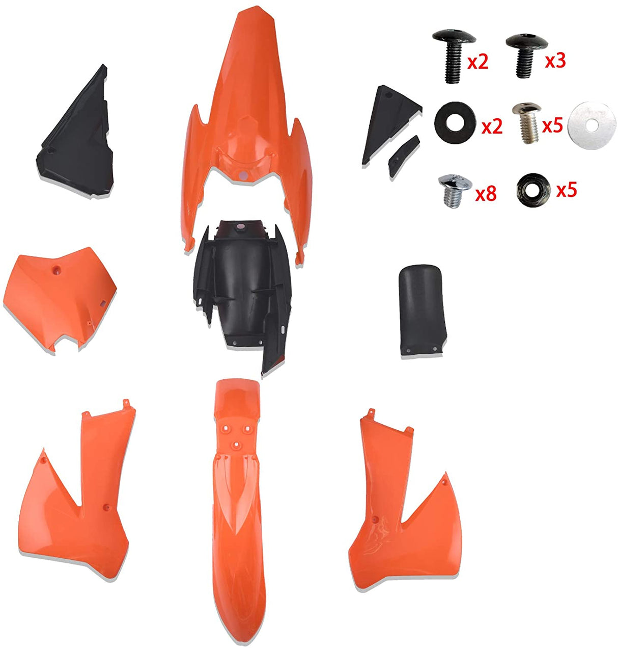 Complete Plastic Fender Fairing Body Kit for KTM 85 SX85/105 KTM250 SX XC Dirt Bike Replacement for 2006-2012 Models (Orange)