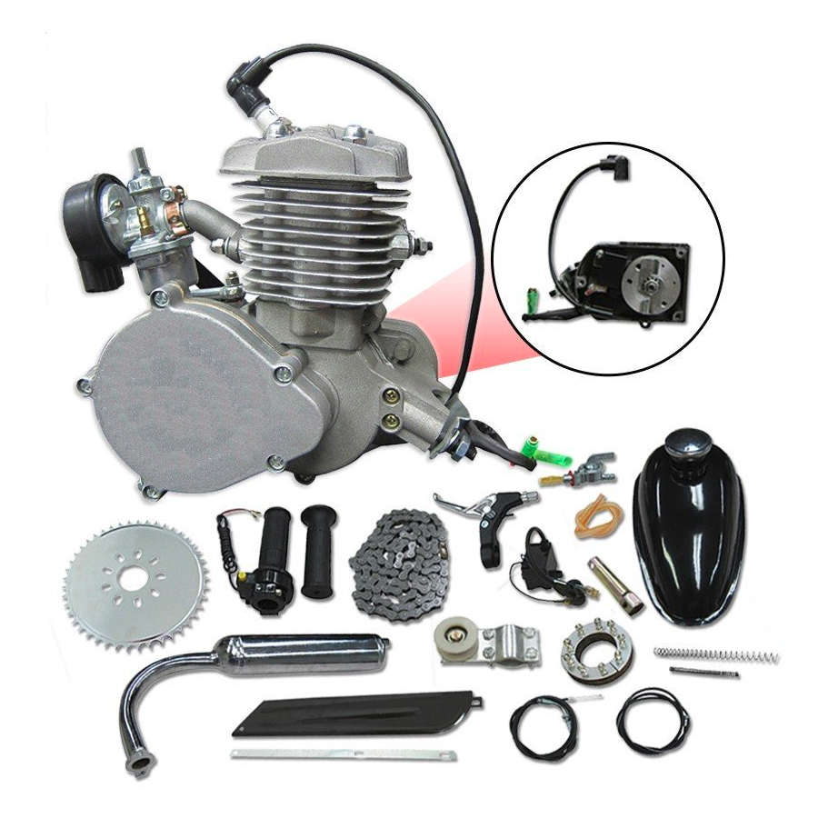 Tuned-Fire 66cc/80cc 2-Stroke Bicycle Engine Bike Kit - Silver