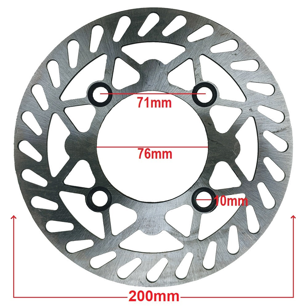 Brake Rotor Disc - OD: 200mm ID: 76mm - 4 Bolt  Apollo Front Wheel 15mm Axle