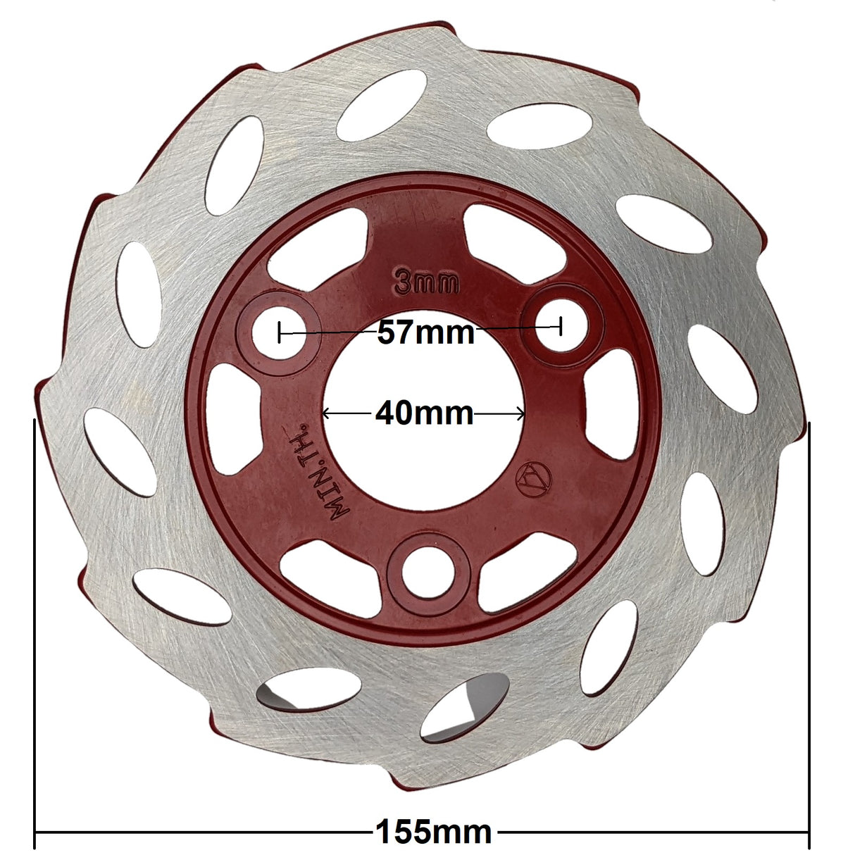 Brake Rotor Disc - 155mm - 3 Bolt - Version Red