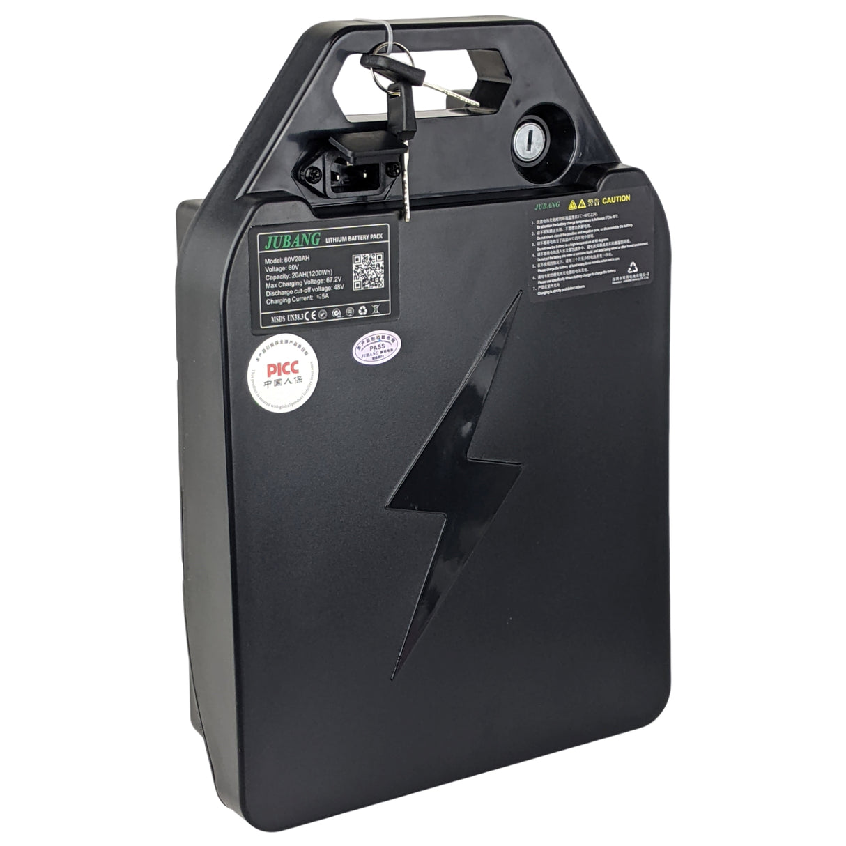 RedCap 60V Electric Ebike Battery Advanced Lithium Ion Removable Battery 60V 20Ah with Locking Keys Suitable for 500W-1800W Electric Motorcycle Scooter Bicycle Motor - Removable & Lockable (20Ah)