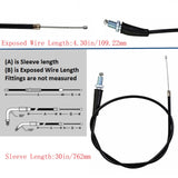 Throttle Cable, Straight, Dirt Bike - Sleeve Length: 30" - Exposed Wire Length: 4-3/8"