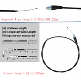 Throttle Cable, Straight, Dirt Bike - Sleeve Length: 51" - Exposed Wire Length: 4-3/8"