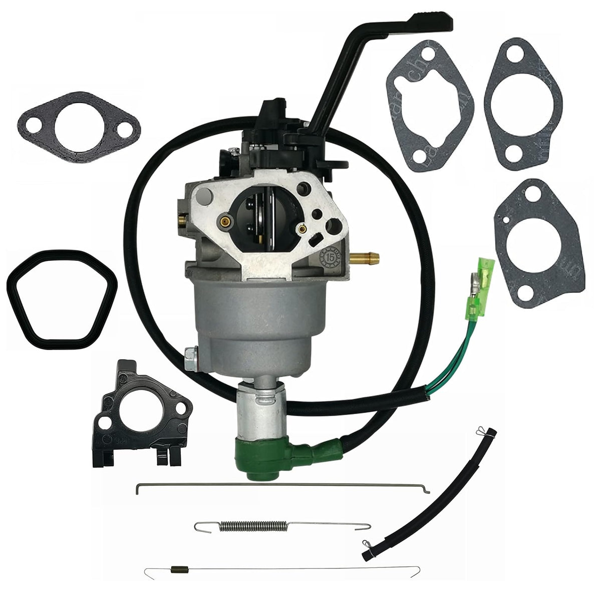 Generator Carburetor with Solenoid, Gaskets, Fuel Line - Manual Choke for Honda GX340cc, GX390cc, GX420cc, 8HP, 9HP, 11HP, 13HP Generators Engine