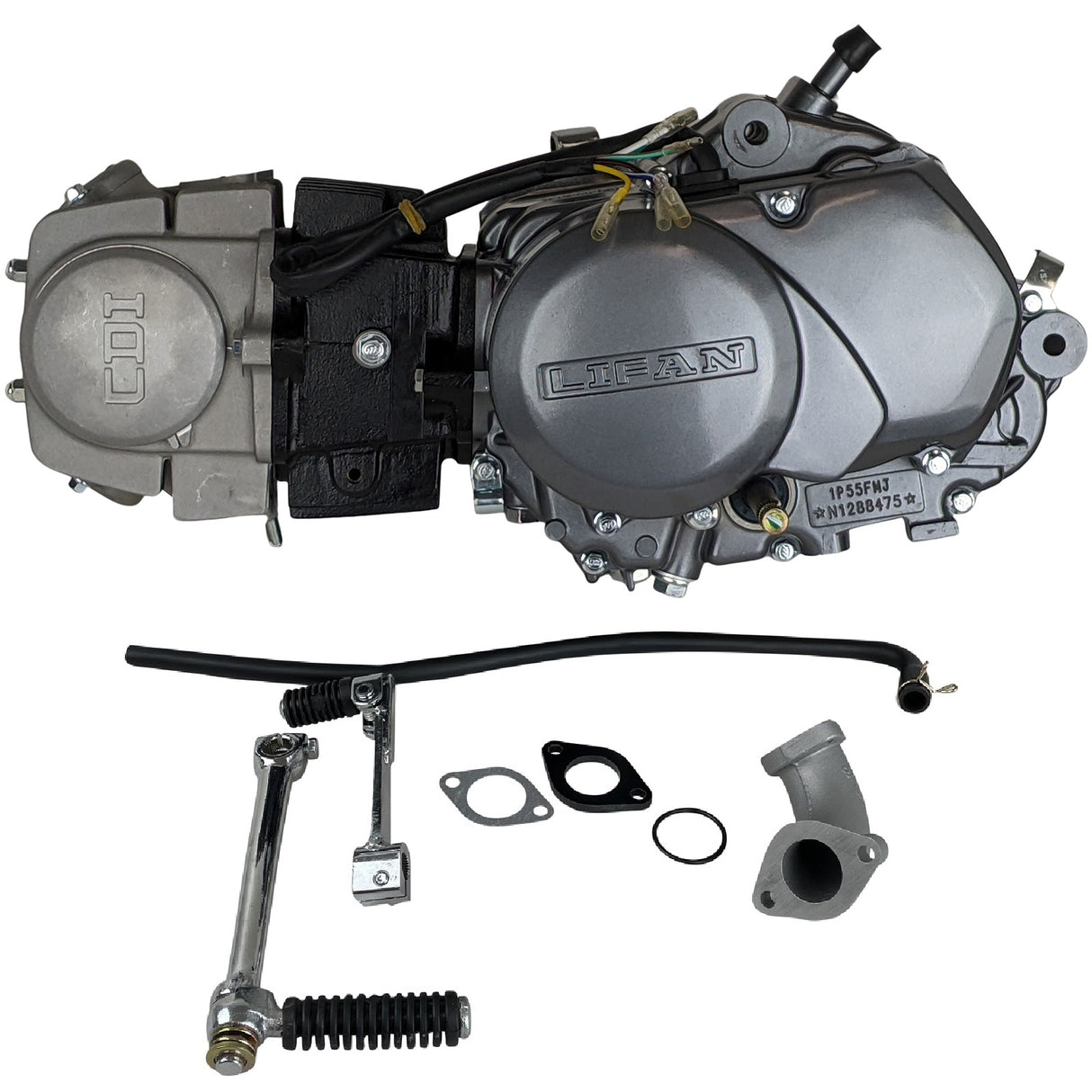 RedCap Lifan 140cc 4-Stroke Racing Engine Motor Kit, Single Cylinder Horizontal Oil-Cooled Kick Start, Compatible for XR50, XR70, CRF50, CRF70, ATC70, SDG, SSR, Dirt Bike, Pit Bike (Midnight Silver)