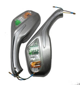 Rear View Mirrors 8mm - Featuring Integrated Turn Signal Lights in Sleek Silver Finish - Universally Compatible With Scooters 50cc, 150cc, 250cc