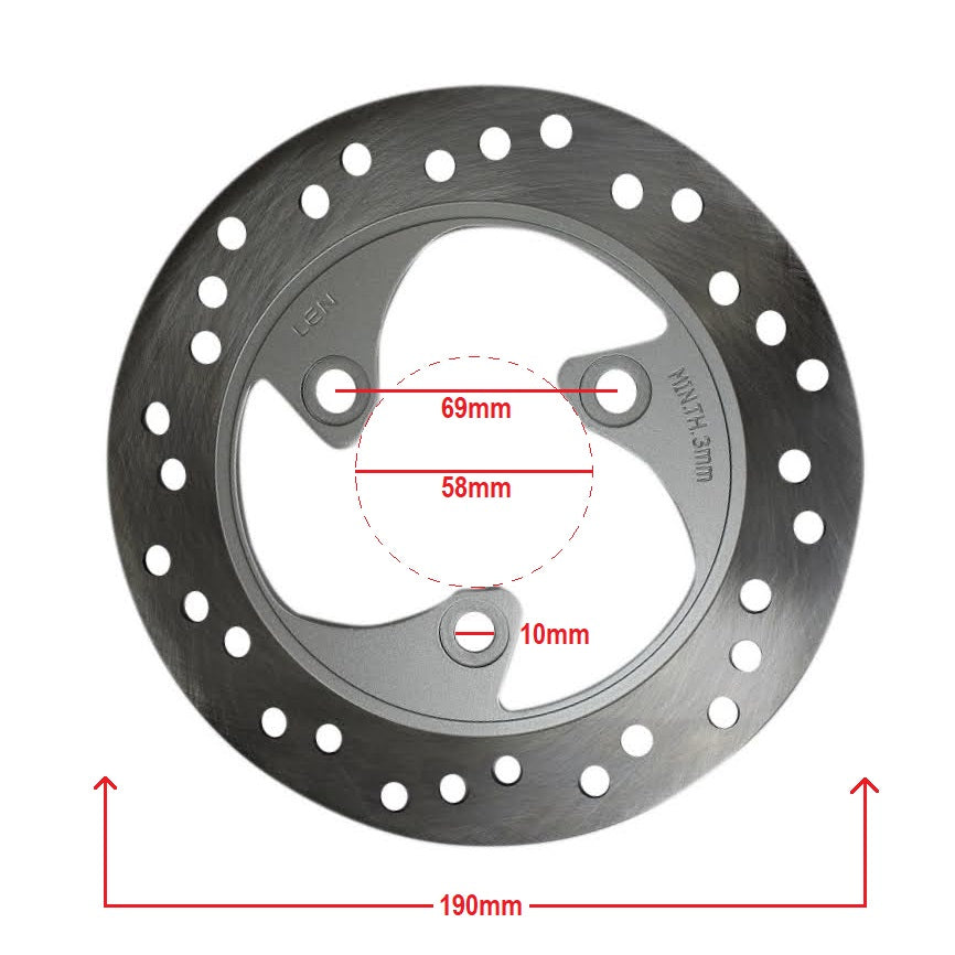 Brake Rotor Disc - 190mm - 3 Bolt