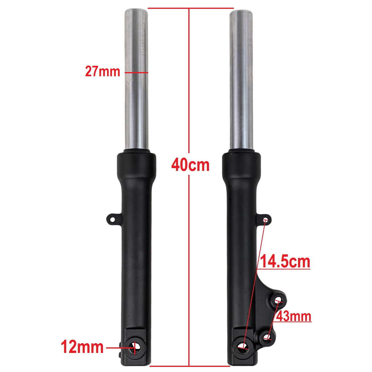 15" Set Front Shock Absorber Assembly - Designed for 50cc Jonway YY50QT-21, Gy6 50cc, Scooter Moped - Left & Right Shocks (Black)
