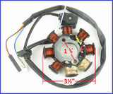 Stator Magneto - 8-Coil 4-Wire - GY6 50cc Scooter - Version GY6-50