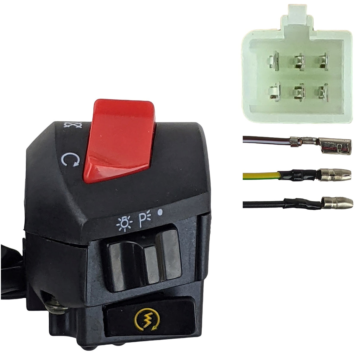 Right Side Scooter Handlebar Switch Start Stop - 7-Wire Harness Pin Plug - Version MC-54-250B