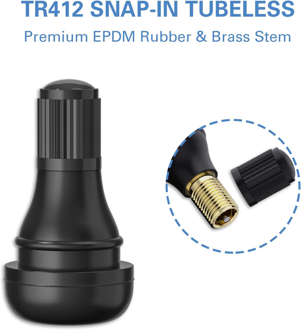 Valve Stem 412 Straight Tubeless Rubber Snap-In TR412 3.6cm
