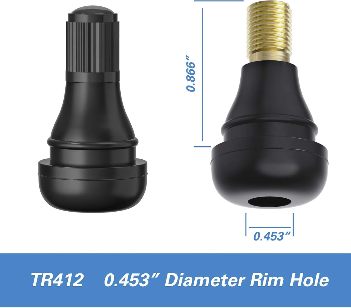 Valve Stem 412 Straight Tubeless Rubber Snap-In TR412 3.6cm
