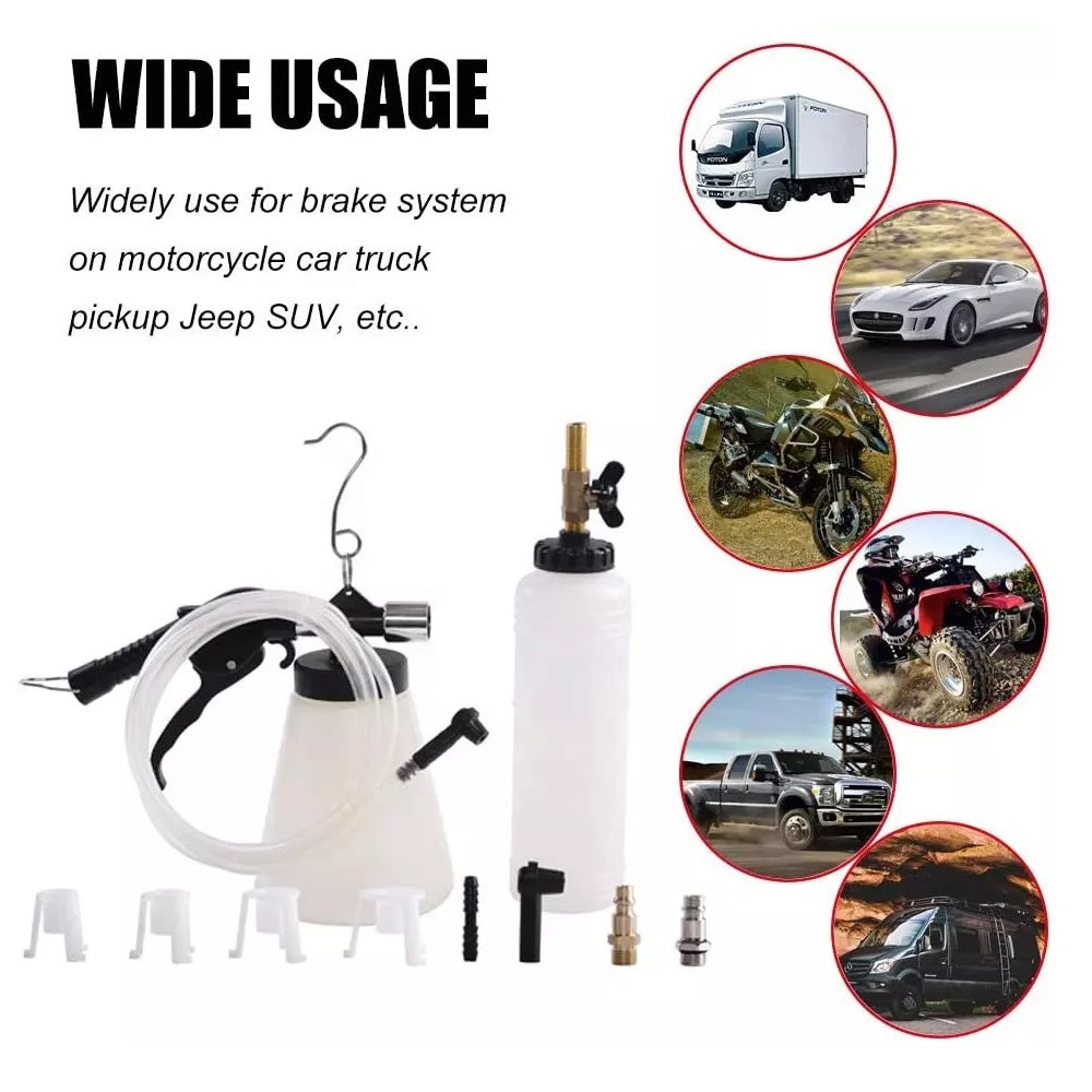 0.75 Liter Master Cylinder Air Pressure Fluid Bleed Tool Pneumatic Vacuum Brake and Clutch Bleeder Kit