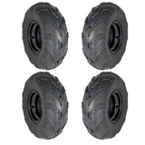 145x70-6 Tubeless ATV Tire with Wheel - Rim Left Pre-mounted Assembly - 3 Stud 78mm Stud Spacing - for 70cc, 90cc, 110cc, 125cc Off-Road, Go Kart, Buggy, ATV, Mini-bikes (4 Pcs)