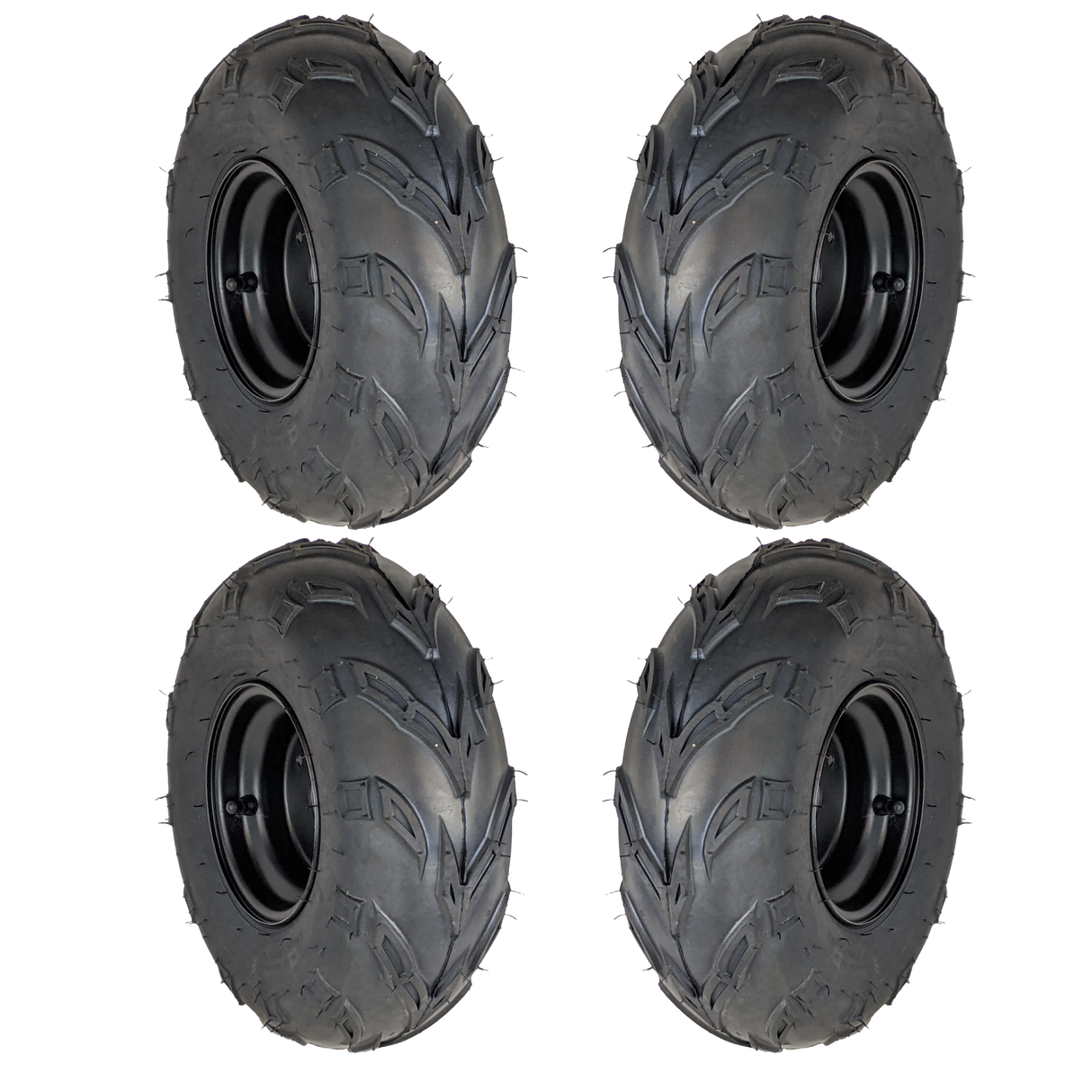 145x70-6 Tubeless Tire with Wheel Rim Right Pre-mounted Assembly - 3 Stud 78mm Spacing - for 70cc, 90cc, 110cc, 125cc Off-Road, Go Kart, Buggy, ATV (4 Pcs)