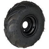 145x70-6 Tubeless ATV Tire with Wheel - Rim Left Pre-mounted Assembly - 3 Stud 78mm Stud Spacing - Compatible for 70cc, 90cc, 110cc, 125cc Off-Road, Go Kart, Buggy, ATV