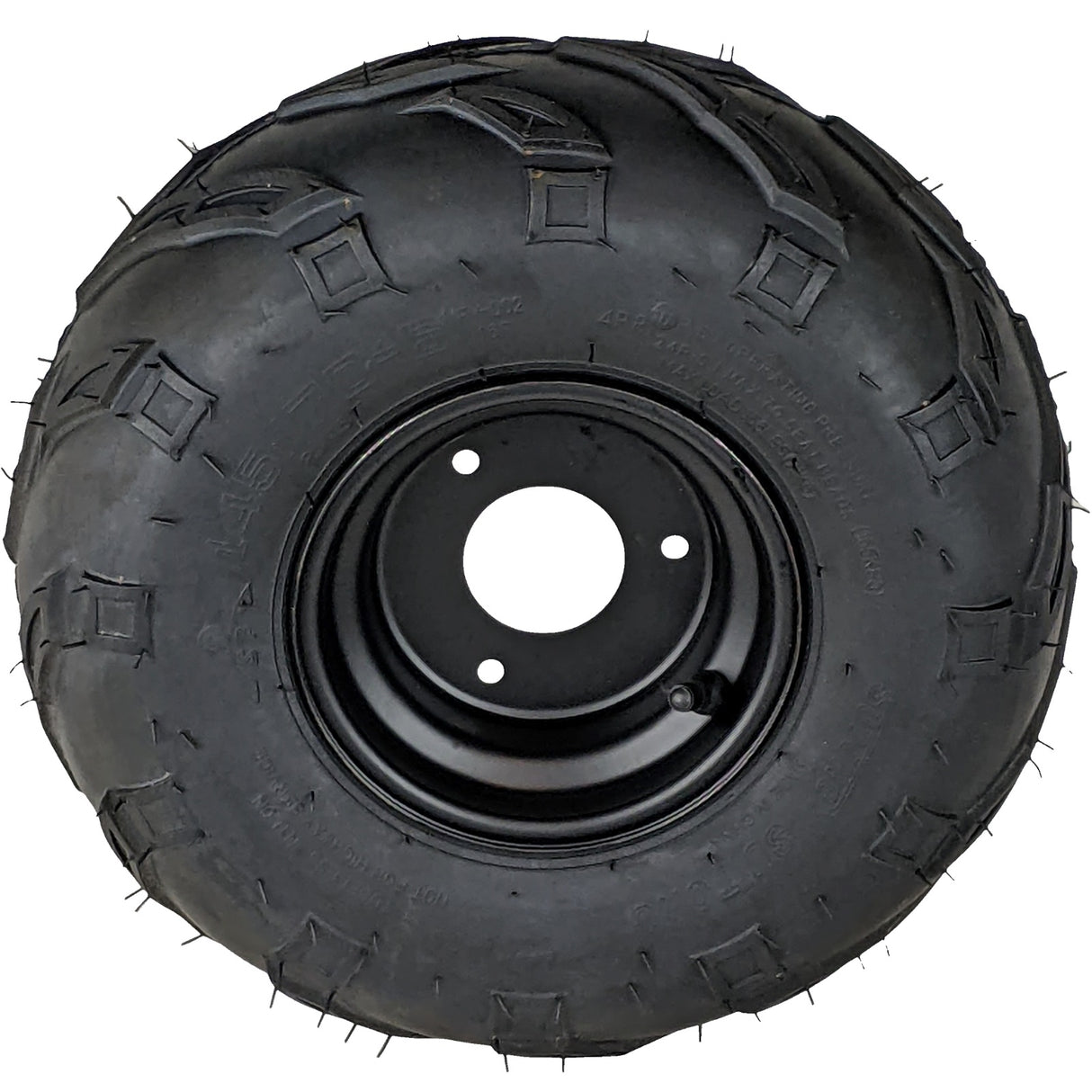 145x70-6 Tubeless ATV Tire with Wheel - Rim Left Pre-mounted Assembly - 3 Stud 78mm Stud Spacing - for 70cc, 90cc, 110cc, 125cc Off-Road, Go Kart, Buggy, ATV, Mini-bikes (4 Pcs)