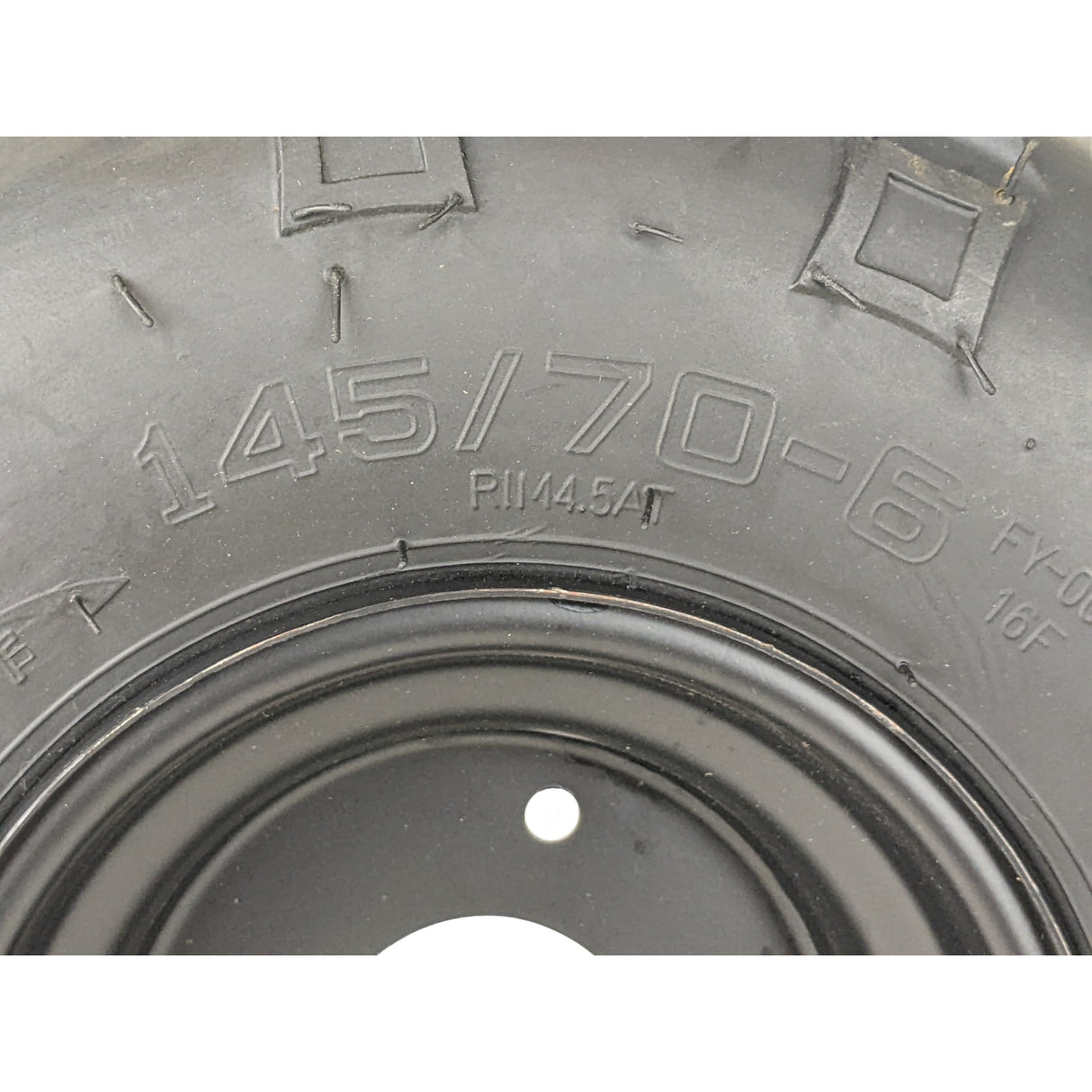 145x70-6 Tubeless Tire with Wheel Rim Right Pre-mounted Assembly - 3 Stud 78mm Spacing - for 70cc, 90cc, 110cc, 125cc Off-Road, Go Kart, Buggy, ATV (4 Pcs)