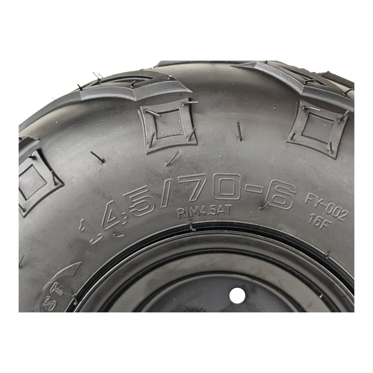 145x70-6 Tubeless ATV Tire with Wheel Rim Right Pre-mounted Assembly - 3 Stud 78mm Stud Spacing - for 70cc, 90cc, 110cc, 125cc Off-Road, Go Kart, Buggy, ATV, Mini-bikes, Quad Bike
