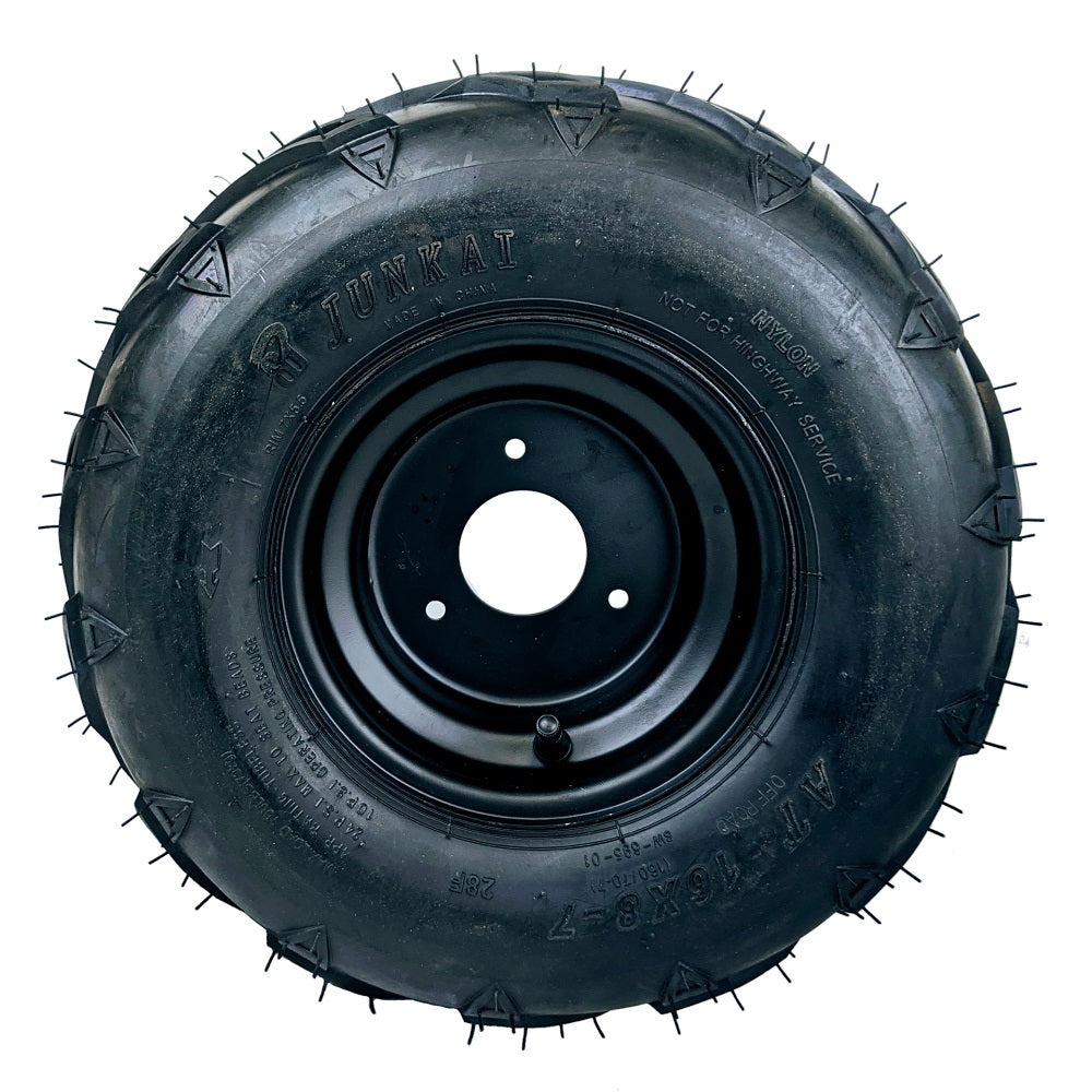 RedCap 16x8-7 Tubeless Tire with Wheel Rim Assembly Front Rear Wheel, 7x4.5" 3 Bolt Rim Spacing 70mm for 50cc, 70cc, 90cc, 110cc, 125cc TaoTao, Baja Sprinter, Mudhawk, Coleman ATVs Go-Karts - (Left)