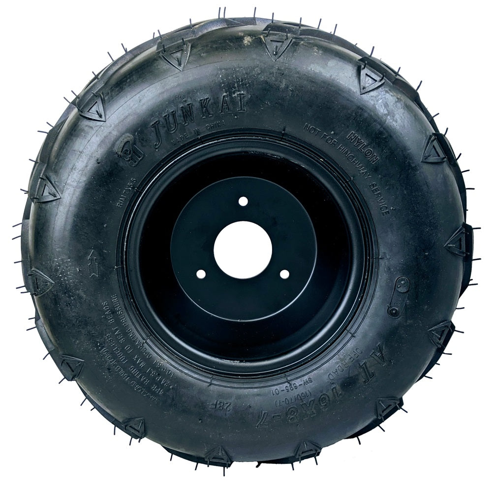 RedCap 16x8-7 Tubeless Tire with Wheel Rim Assembly Front Rear Wheel, 7x4.5" 3 Bolt Rim Spacing 70mm for 50cc, 70cc, 90cc, 110cc, 125cc TaoTao, Baja Sprinter, Mudhawk, Coleman ATVs Go-Karts - (Left)
