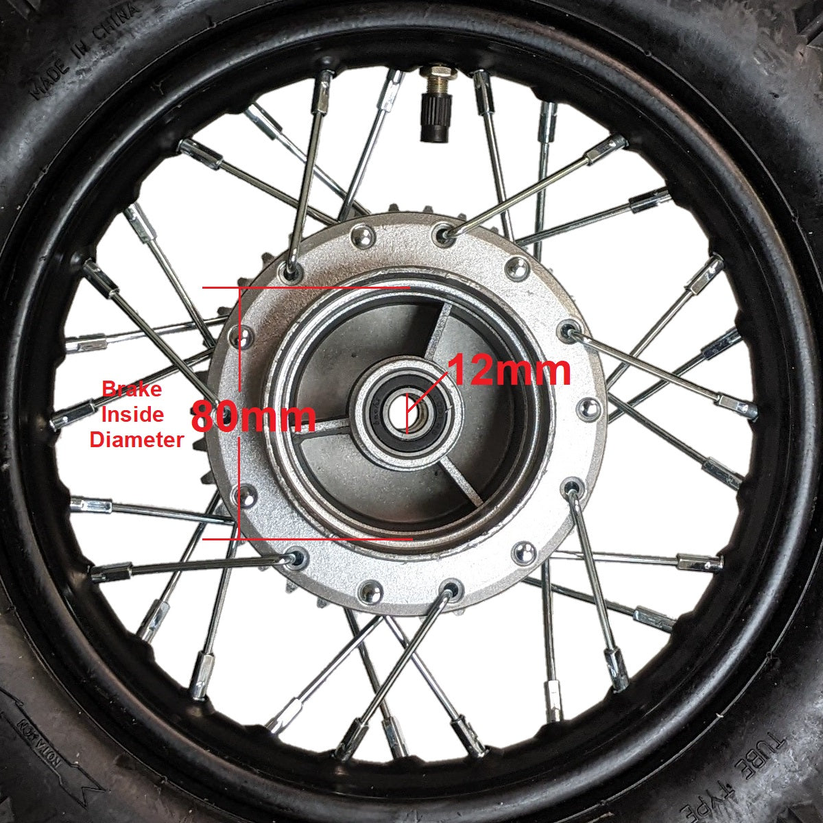 Wheel Rim - Rear - 10" x 1.60 - 12mm ID - Drum Brake - KLX110 KX65 CRF70