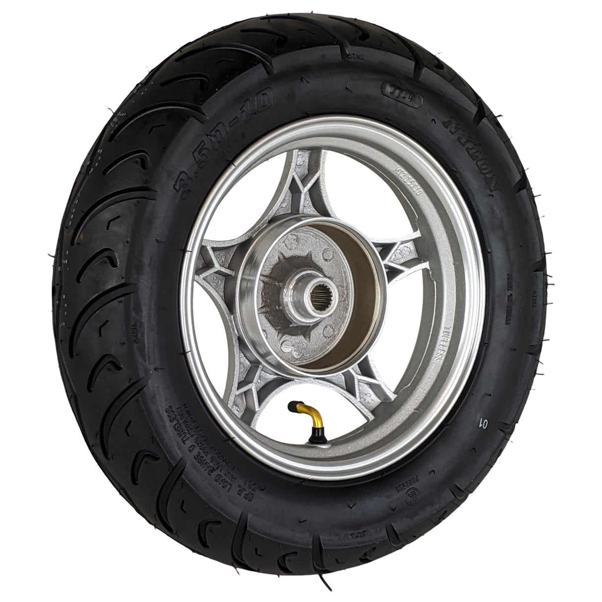 10" Inch Rear Wheel & 3.5-10 Tire Assembly for 50cc Scooter MopedÂ Vittacci Amigo Beemer 50 Yongfuo YN50QT-8 GY6 139QMB