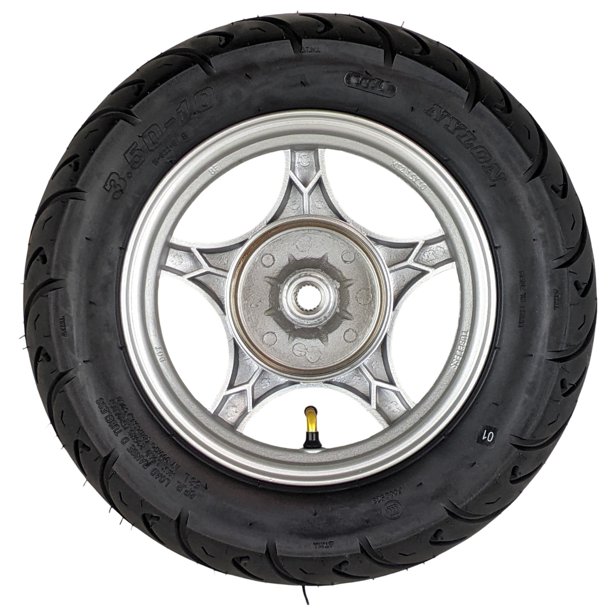 10" Inch Rear Wheel & 3.5-10 Tire Assembly for 50cc Scooter MopedÂ Vittacci Amigo Beemer 50 Yongfuo YN50QT-8 GY6 139QMB