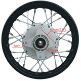 Wheel Rim - Rear - 10"  -  12mm ID with Drum Brake Assy - 28 Spokes