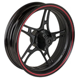 13" Front Rim Wheel with 3-Bolt Holes Pattern - MT 3.50x13 - Aluminum Rims 5 Spoke Design - for Gy6 Taotao Quantum 150 Scooters (Black & Red)