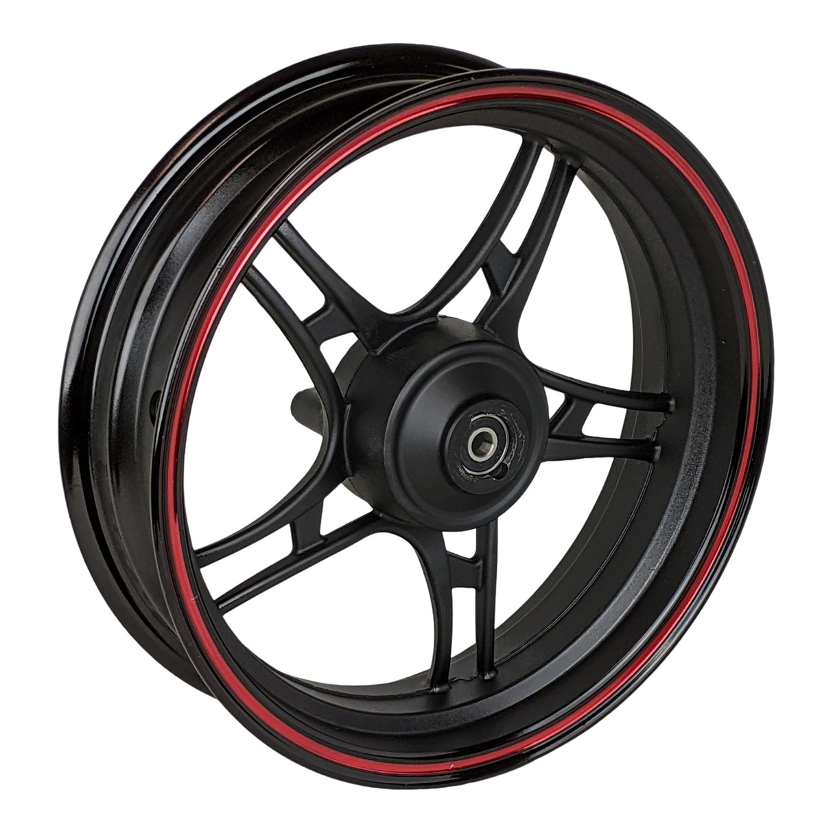13" Front Rim Wheel with 3-Bolt Holes Pattern - MT 3.50x13 - Aluminum Rims 5 Spoke Design - for Gy6 Taotao Quantum 150 Scooters (Black & Red)