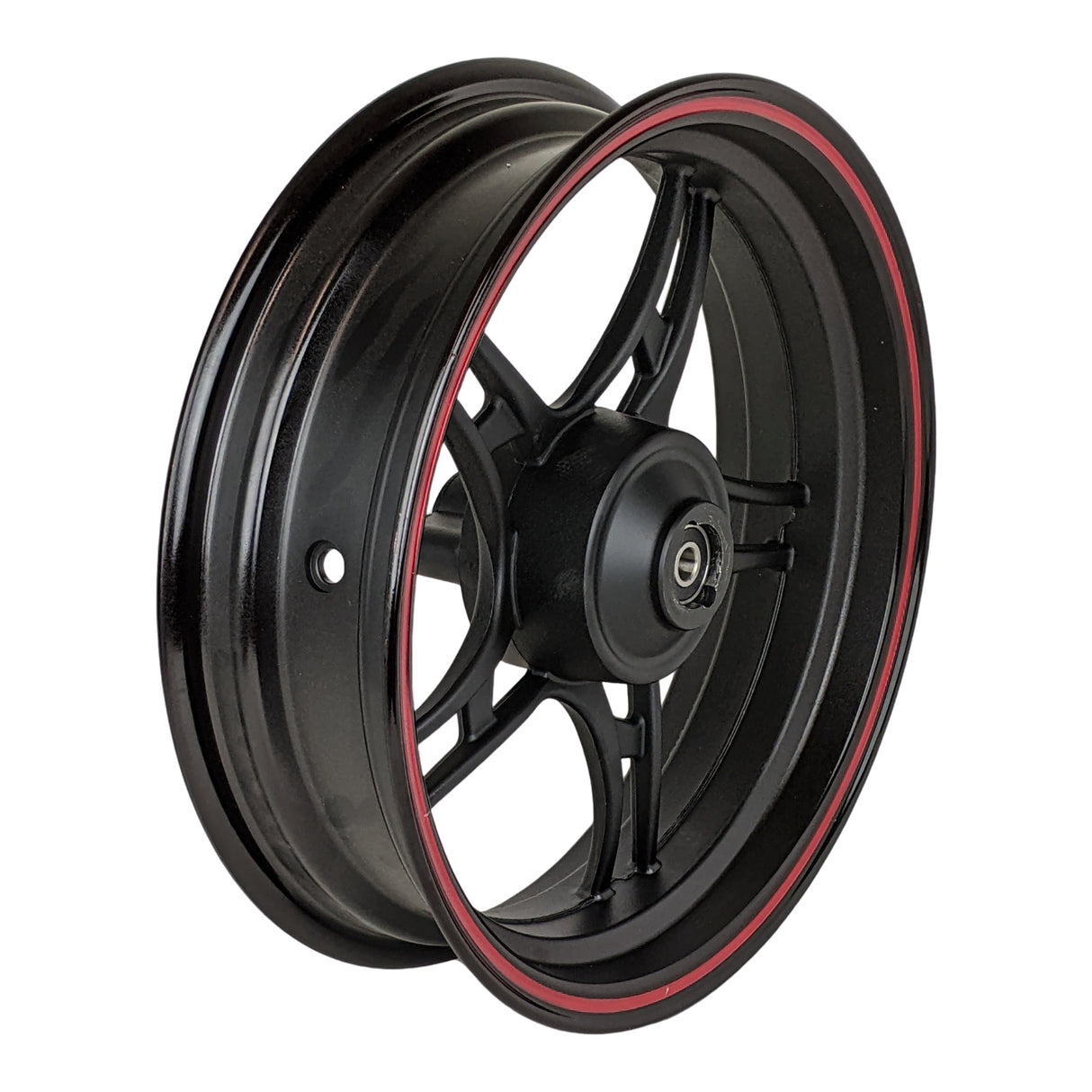 13" Front Rim Wheel with 3-Bolt Holes Pattern - MT 3.50x13 - Aluminum Rims 5 Spoke Design - for Gy6 Taotao Quantum 150 Scooters (Black & Red)