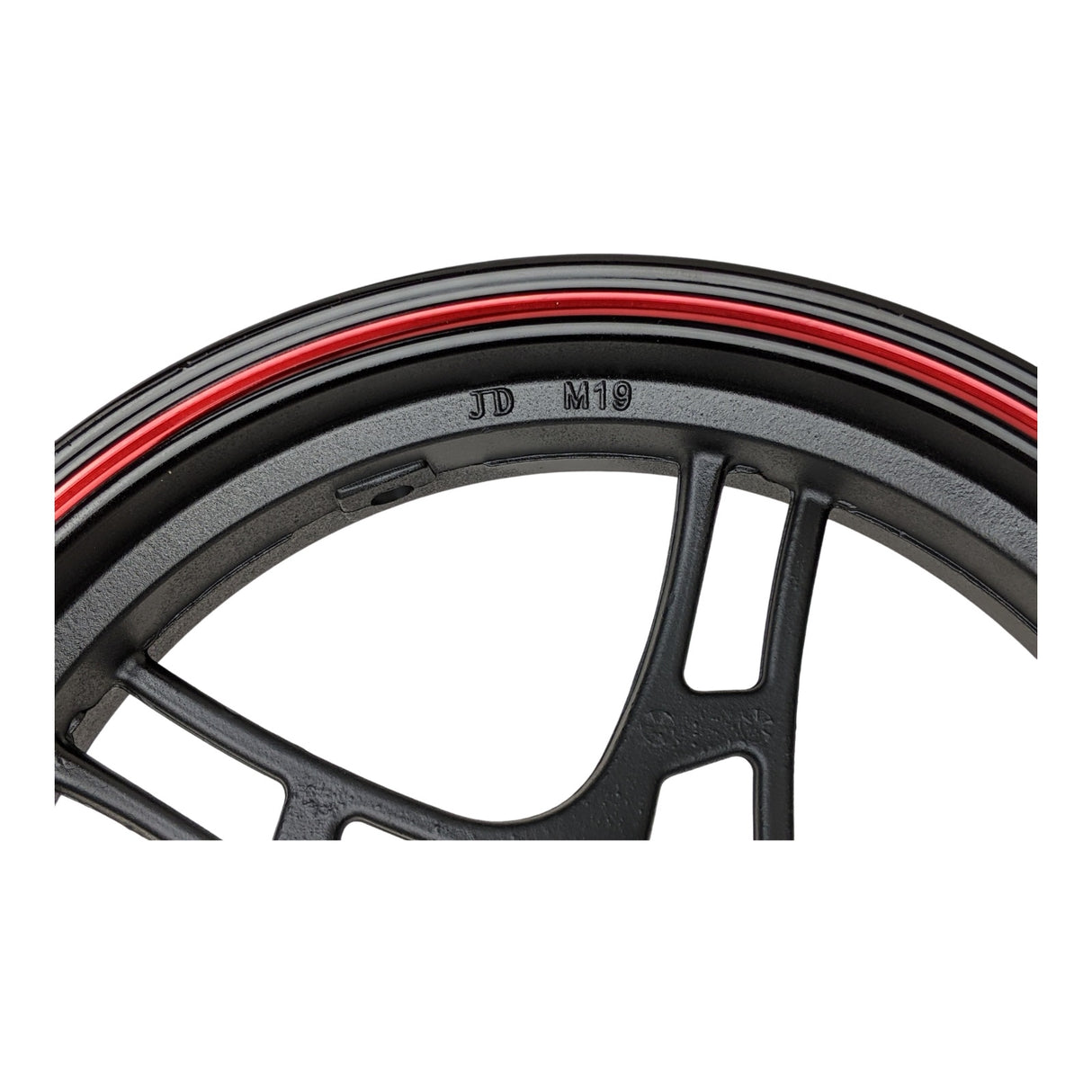 13" Front Rim Wheel with 3-Bolt Holes Pattern - MT 3.50x13 - Aluminum Rims 5 Spoke Design - for Gy6 Taotao Quantum 150 Scooters (Black & Red)