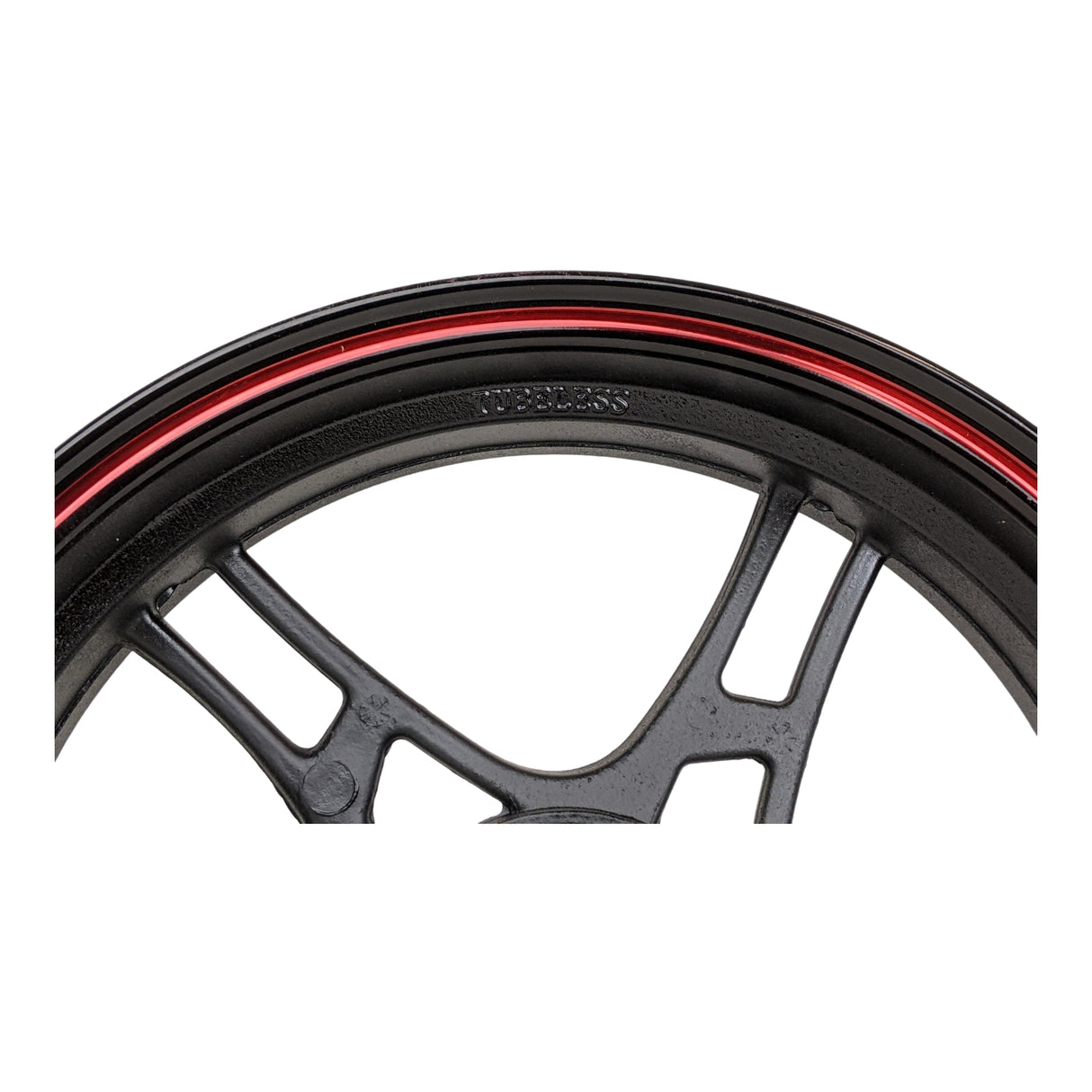 13" Front Rim Wheel with 3-Bolt Holes Pattern - MT 3.50x13 - Aluminum Rims 5 Spoke Design - for Gy6 Taotao Quantum 150 Scooters (Black & Red)